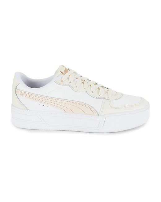 PUMA White Skye Leather Sneakers