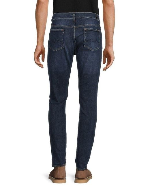 7 For All Mankind Paxtyn Squiggle Mid Rise Super Skinny Jeans in Blue for  Men | Lyst
