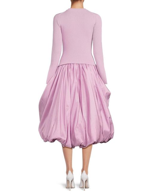 Jonathan Simkhai Pink Kenlie Balloon-Hem Midi-Dress