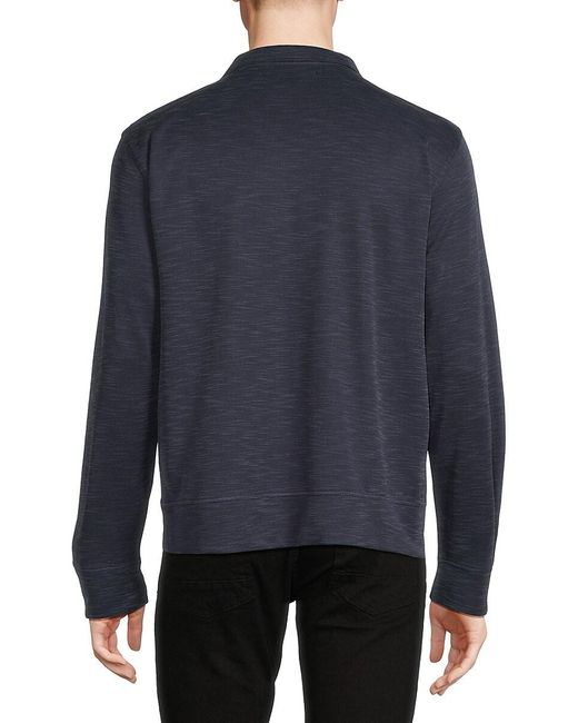 Saks Fifth Avenue White 'Long Sleeve Zip Pullover for men