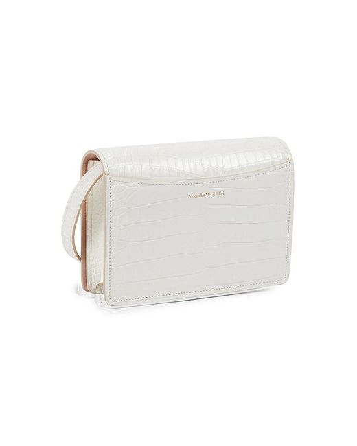 Alexander McQueen White Knuckle Embossed Leather Crossbody Bag