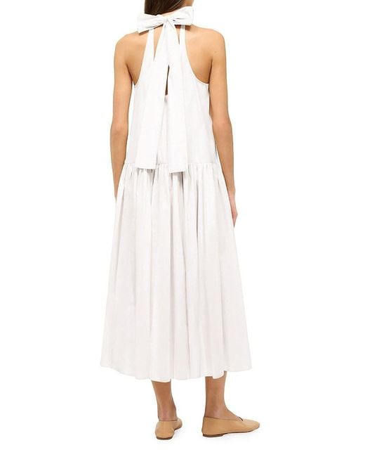 Staud White Marlowe Poplin Halter Maxi Dress