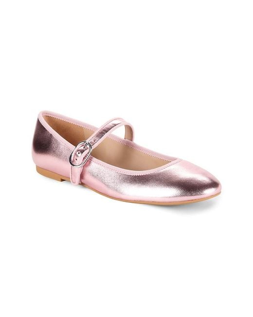 Stuart Weitzman Pink Alice Metallic Leather Ballet Flats
