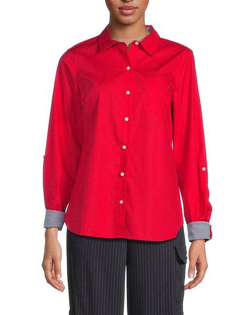 Tommy Hilfiger Red Roll-Tab Button Down Shirt