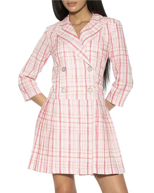Alexia Admor Pink Kennedy Checked Mini Blazer Dress