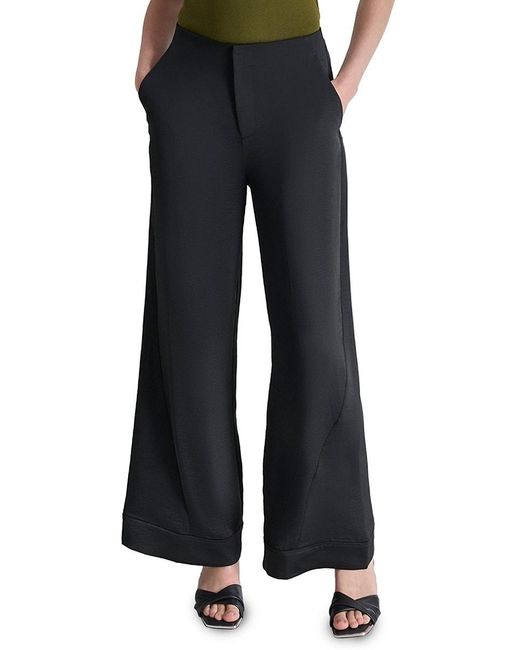 DKNY Black Rope Tie Front Wide-Leg Pants