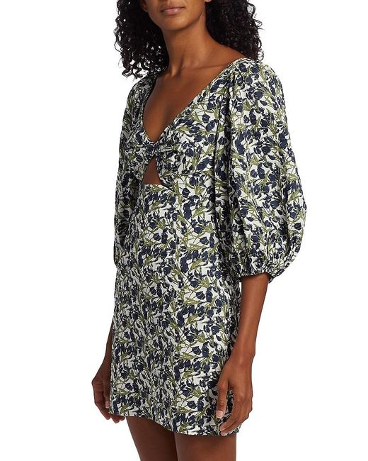MICHELLE SMITH Black X Saks Bella Twist Balloon-Sleeve Minidress