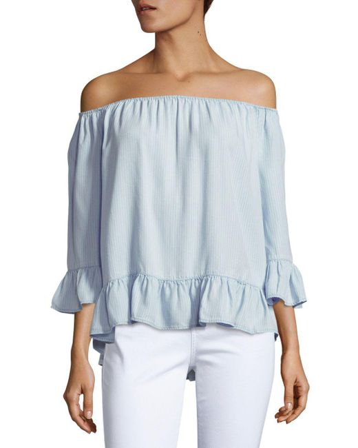 Beach Lunch Lounge Pin-striped Off-the-shoulder Top in Blue | Lyst