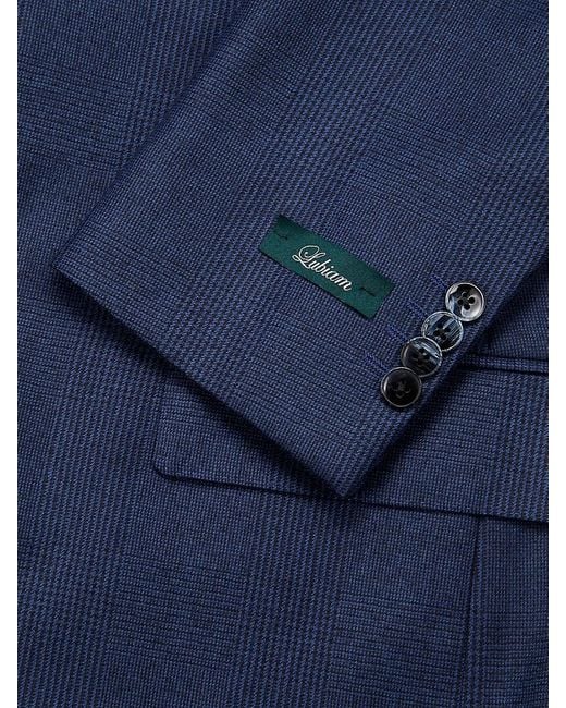 Lubiam Blue Plaid Wool Suit for men