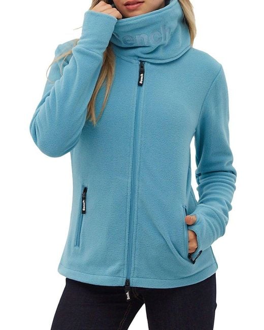 Bench . Microfleece Thumbhole Zip Jacket in Blue Lyst