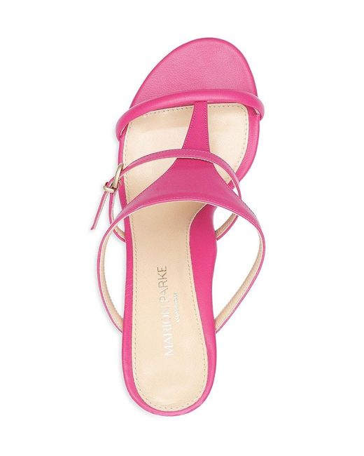 Marion Parke Pink Strappy Leather Block Heel Sandals