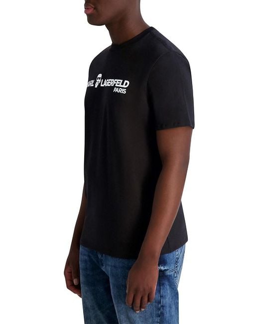 Karl Lagerfeld Blue Logo Cotton T-Shirt for men