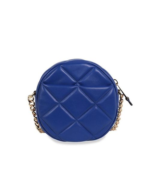 Moschino Blue Stud Quilted Round Leather Shoulder Bag