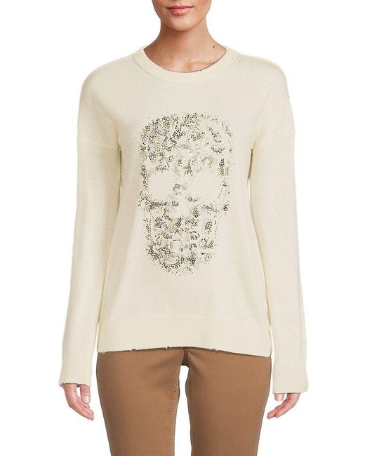 Zadig & Voltaire Gaby Studded Wool & Cashmere Sweater in Natural | Lyst