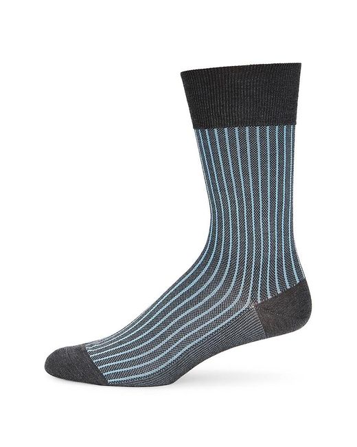 Falke Gray Oxford Striped Crew Socks for men