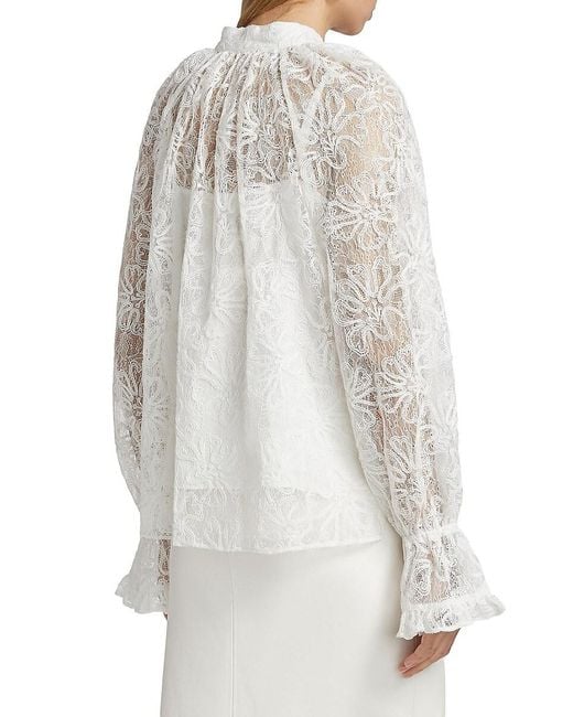 Kobi Halperin Black Posy Lace Tie-Neck Blouse