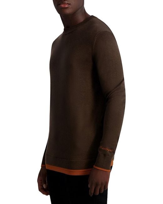 Karl Lagerfeld Gray Slim Fit Logo Wool Blend Sweater for men