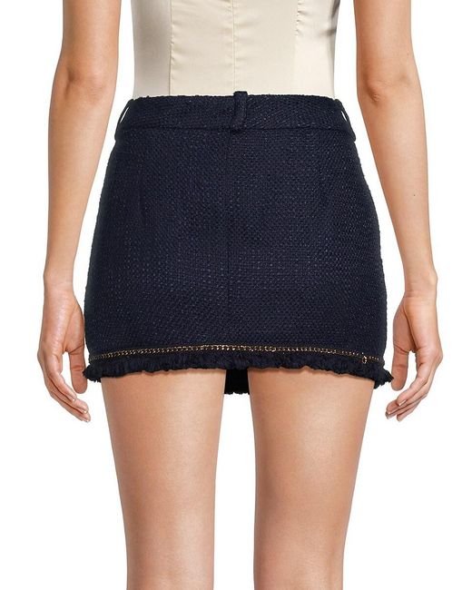 Amanda Uprichard Blue Moriah Tweed Mini Skirt