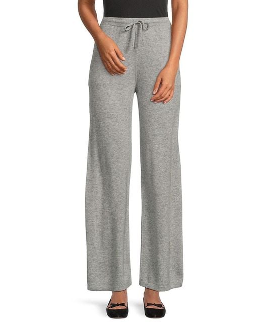 Saks Fifth Avenue Green Cashmere Drawstring Wide-Leg Pants