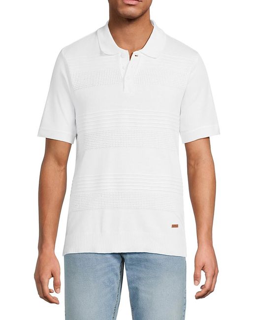 Buffalo David Bitton White Worden Quarter-Button Polo Shirt for men