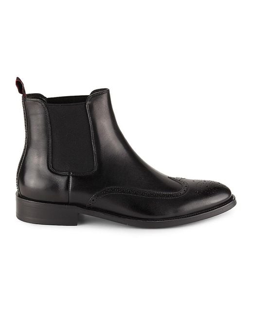 Zanzara Leather Wingtip Brogue Chelsea Boots in Black for Men Lyst UK