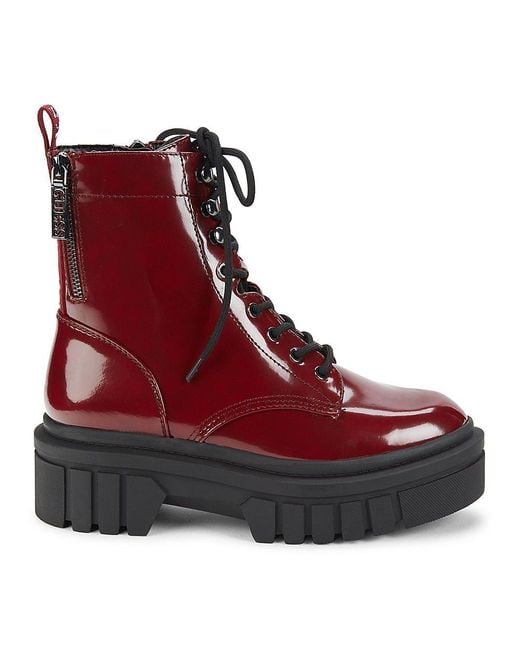 Guess Gwforina Chunky Combat Boots in Red Lyst