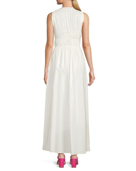 Brunello Cucinelli White 'Ruched Sleeveless Maxi Dress