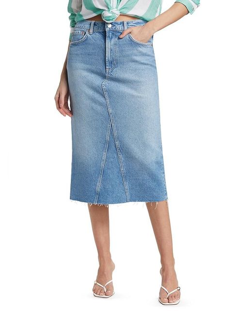 Rails Blue Highland Faded Denim Midi Skirt
