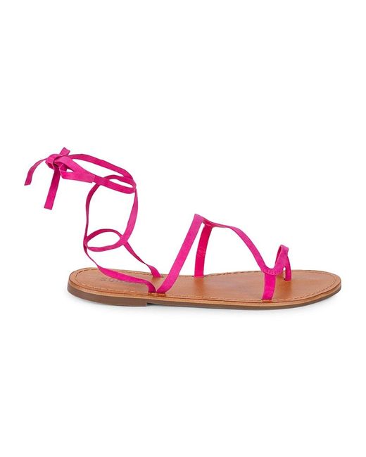 SCHUTZ SHOES Pink Urkula Suede Strappy Flat Sandals