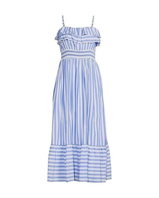 Vineyard Vines Striped Maxi Fit And Flare Dress in Blue | Lyst