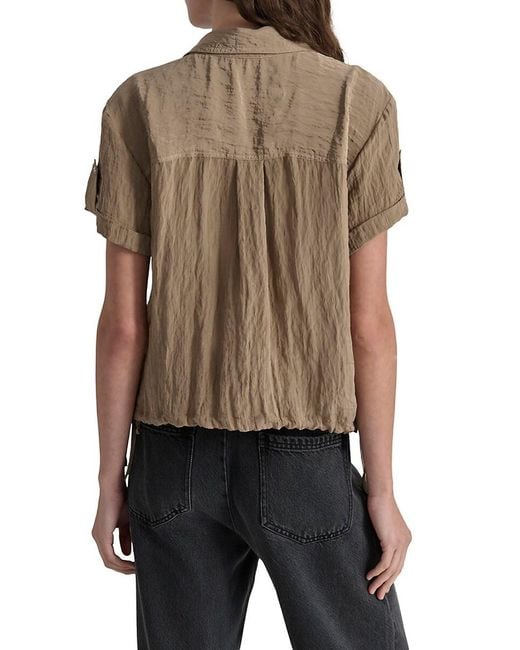 DKNY Black Crinkled Drawstring Shirt