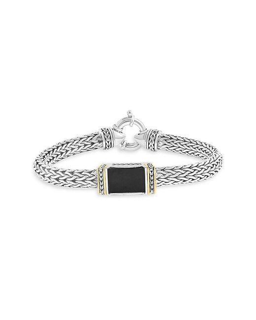 Effy White Sterling, 14K & Onyx Pendant Bracelet for men