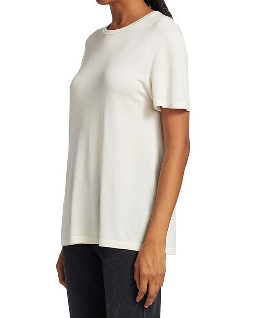 Co. Silk Short Sleeve Sweater Tee in White | Lyst UK