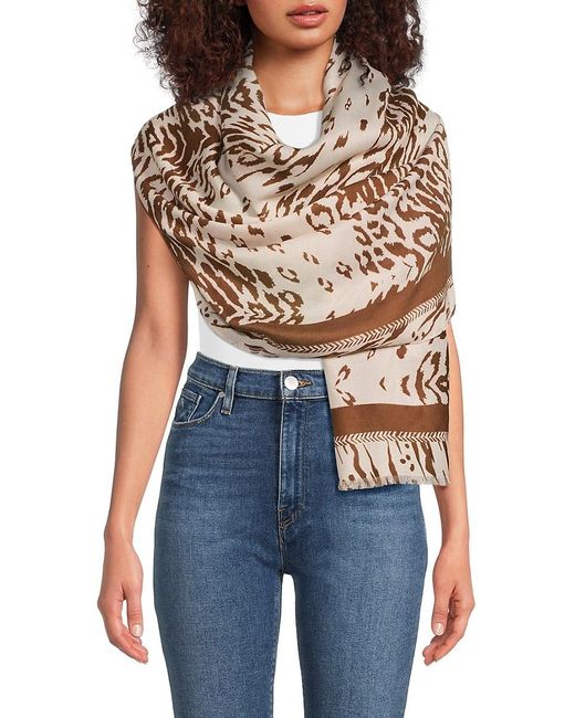 AREA STARS Blue Bloom & Grace Animal Print Scarf
