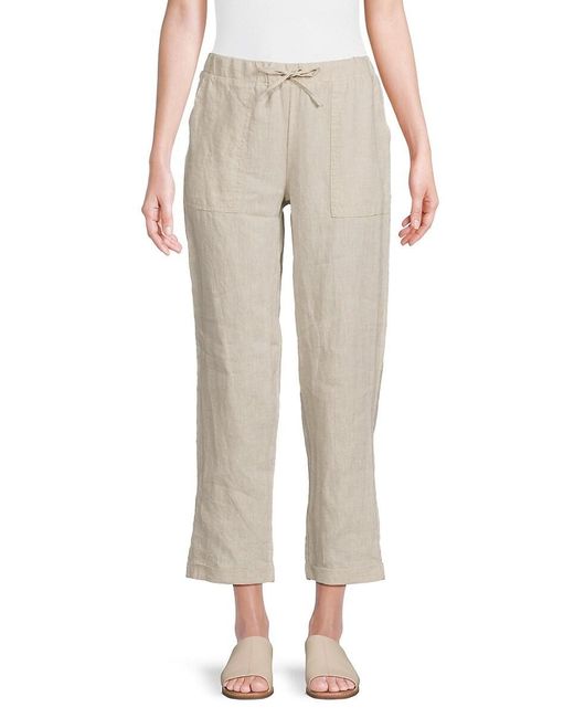 Saks Fifth Avenue Natural 100% Linen Drawstring Pants