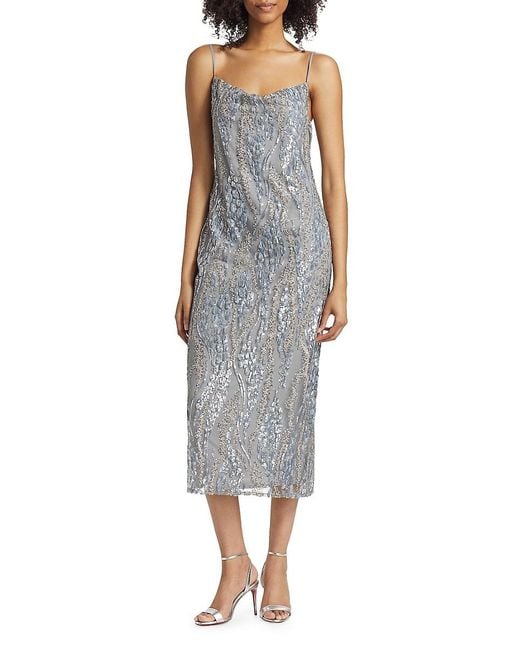 L'Agence Gray Achilles Cowlneck Slip Midi-Dress