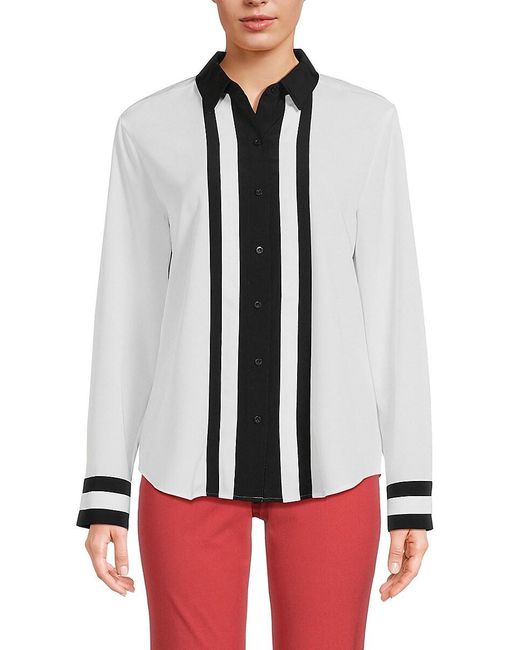 Karl Lagerfeld White Contrast Stripe Shirt