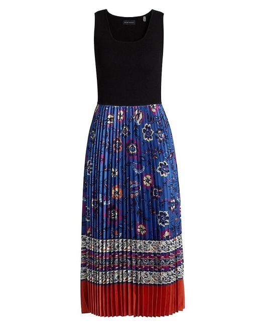 Tahari Blue The Mave Pieced Midi-dress