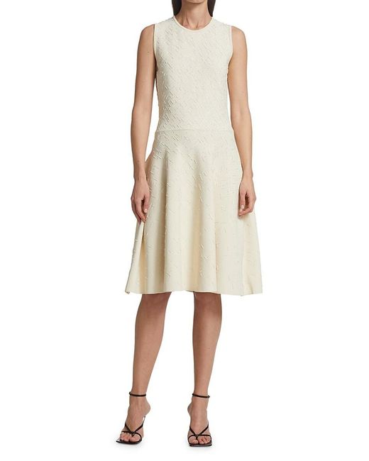 St. John Synthetic Embroidered Jacquard Knit Dress in Cream Silver ...