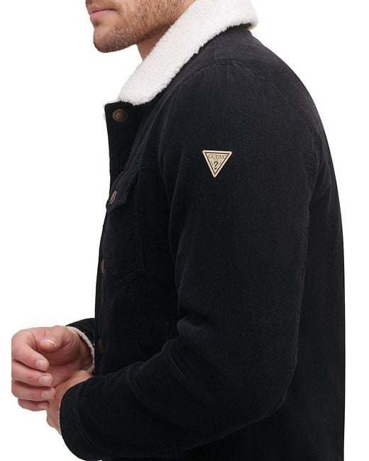 Guess men's quilted jacket with fleece collar sales