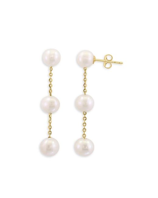 Saks Fifth Avenue White 14K & 6-6.5Mm Round Freshwater Pearl Linear Earrings