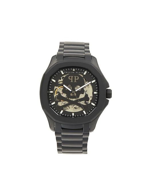 Philipp Plein Gray 42mm $keleton $pectre Ip Black Stainless Steel Bracelet Automatic Watch for men