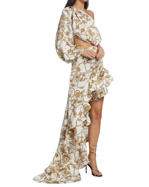 Bronx and Banco Natural One-shoulder Ruffle Gown