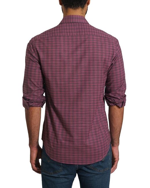 Jared Lang Purple 'Plaid Pima Cotton Blend Shirt for men