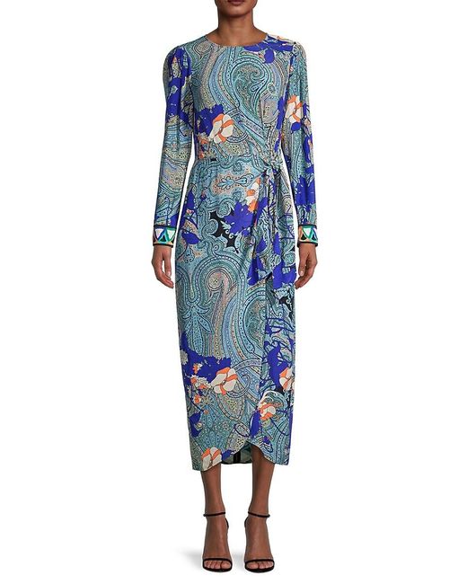 Kobi Halperin Faye Paisley Midi Dress in Blue | Lyst