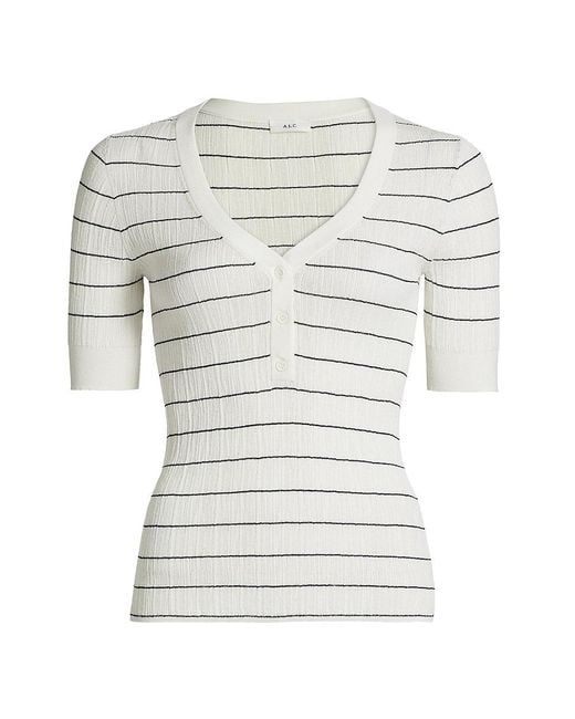 A.L.C. Gray A. .C. Francis Striped Cotton-Blend Top