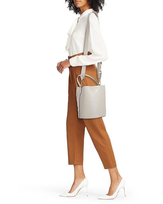 Furla Danae Small Leather Bucket Bag in White Lyst