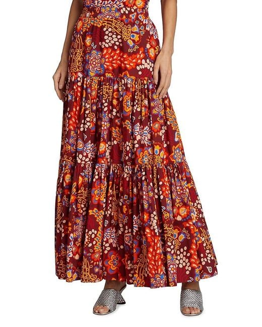 LaDoubleJ Big Printed Tiered Maxi Skirt