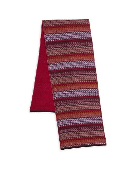 Missoni Red Zig-Zag Wool-Blend Scarf