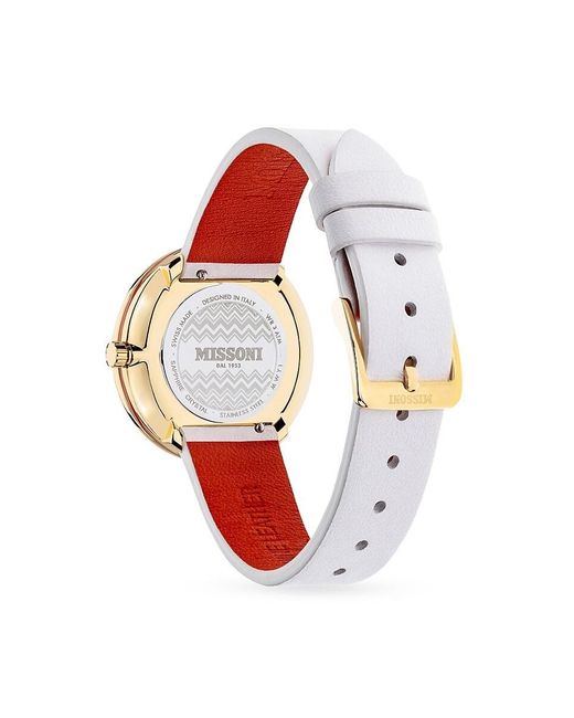 Missoni Metallic M1 Mother-of-pearl 0.31 Tcw Diamond Leather-strap Watch/34mm